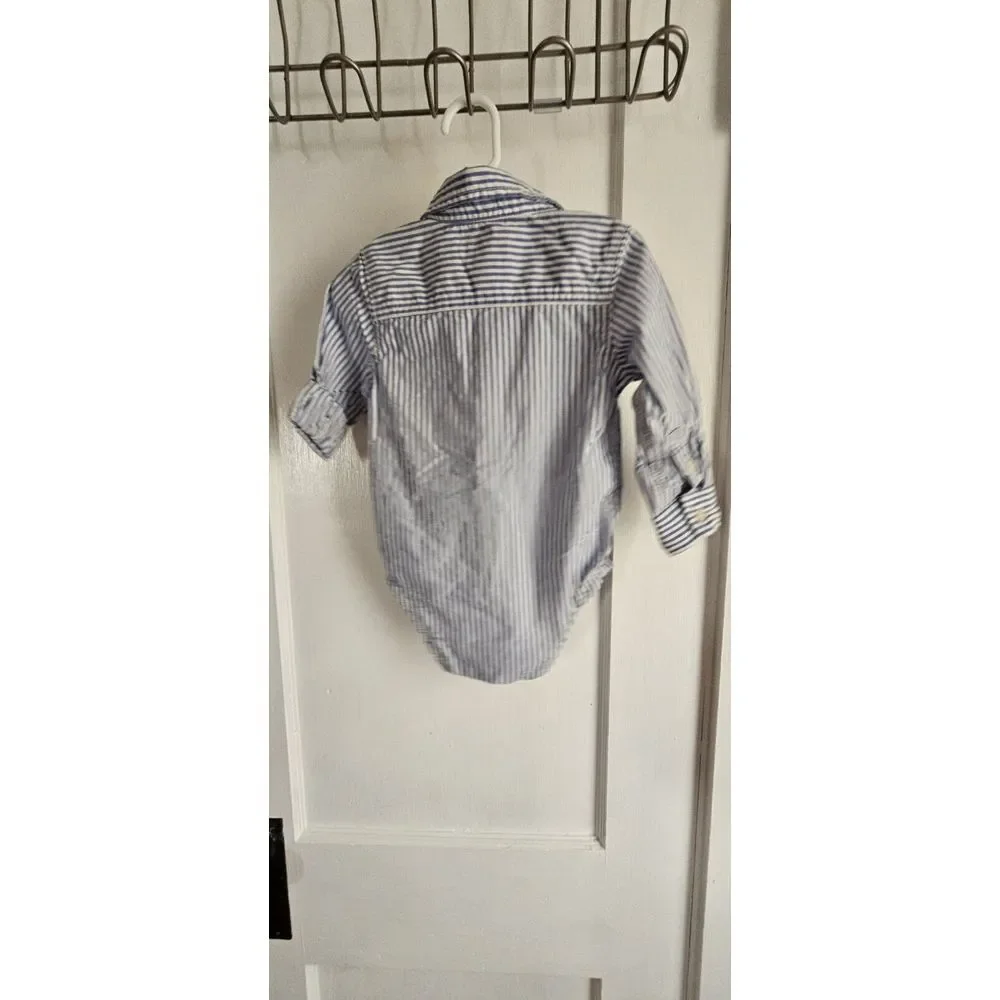 NWT Oshkosh Baby Boy Button Down Dress Shirt Sz 18M long sleeve striped Bodysuit